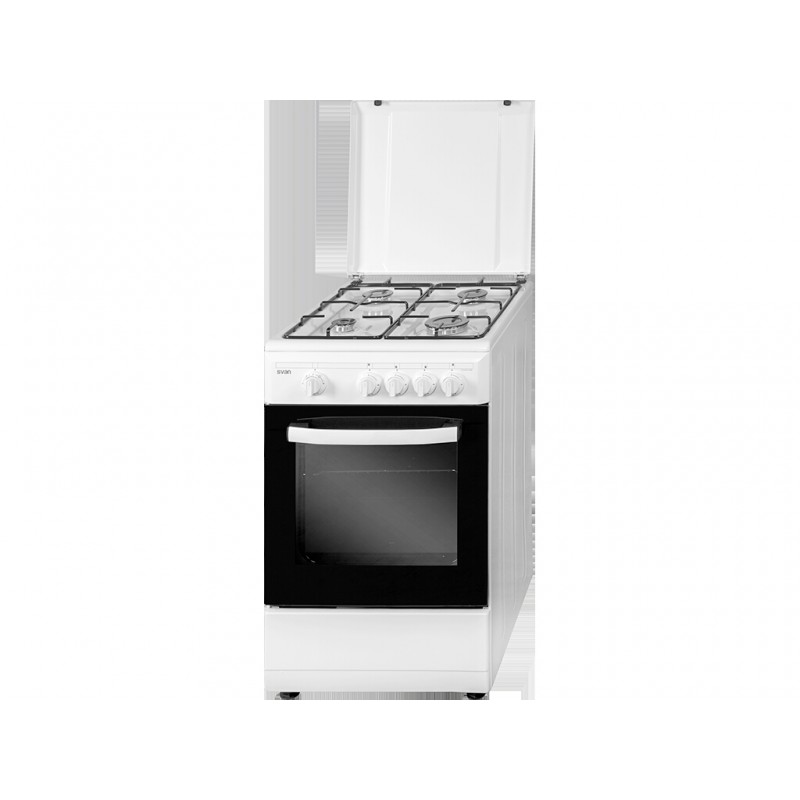 COCINA SVAN SVK5501GBB BLANCA 50CM 4F TAPA METALICA HORNO GAS