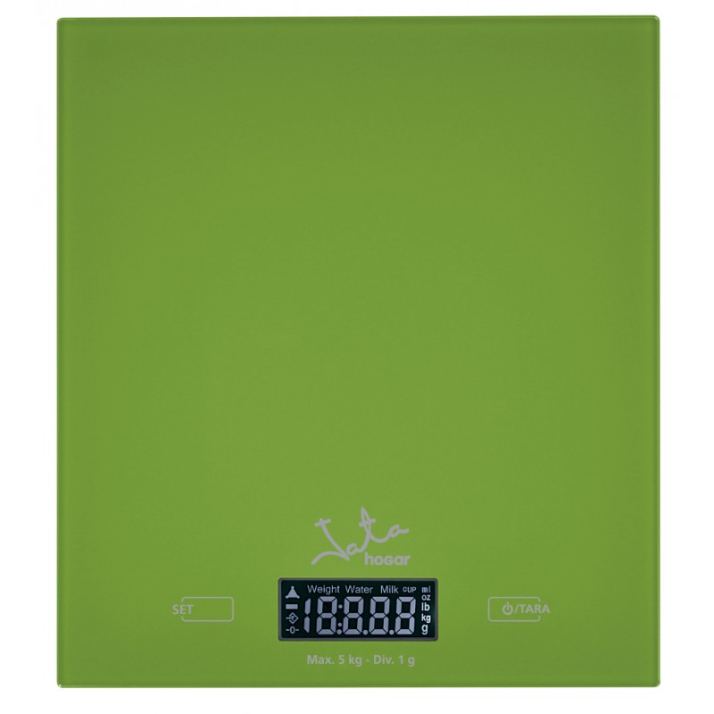 BALANZA COCINA JATA HOGAR 729V VERDE 5KG PESO/VOLUMEN LCD