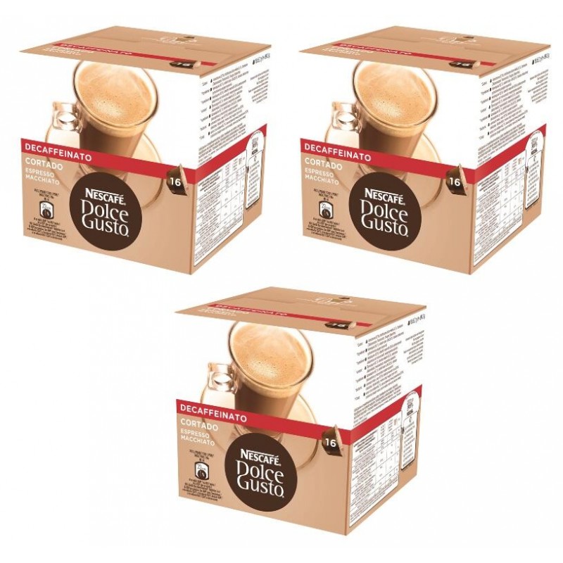 PACK 3 CAJAS DOLCE GUSTO CORTADO DESCAFEINADO 16 CAP COD:12213078